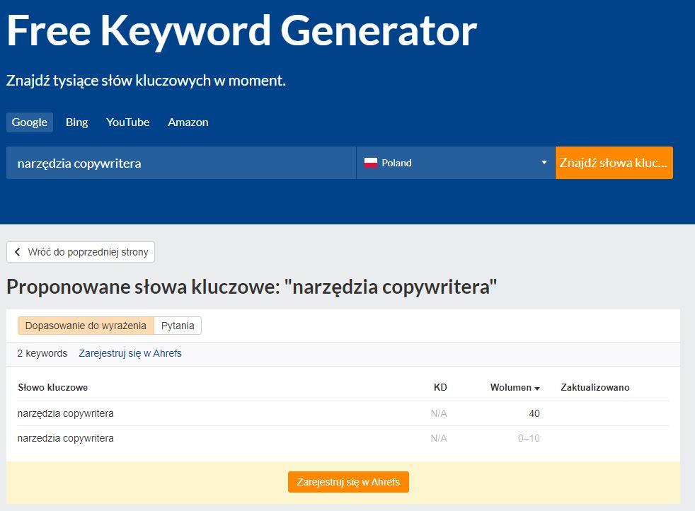 Ahrefs free keyword generator