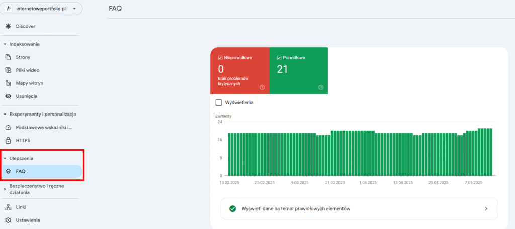 Google Search Console. Raport „Ulepszenia”
